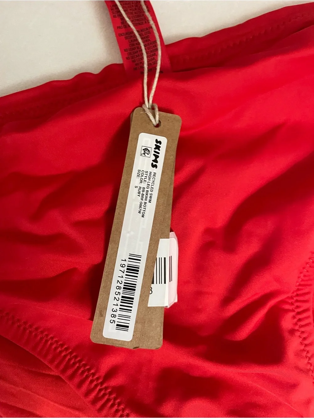 SKIMS 2pc SET NWT Plunge Bikini Top & High Leg Bikini Bottom Ruby Red Size S